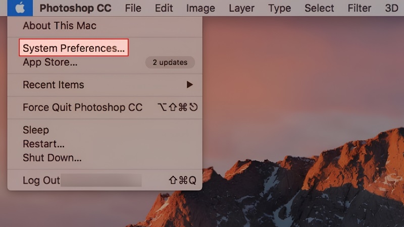 Chọn vào System Preferences