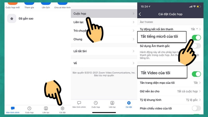 Gạt thanh trượt tại mục Tắt tiếng micro của tôi sang trái