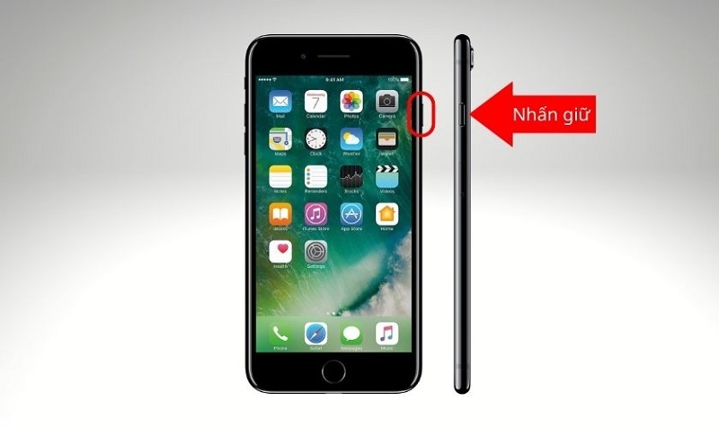 Nhấn giữ vào nút nguồn trên điện thoại khoảng vài giây