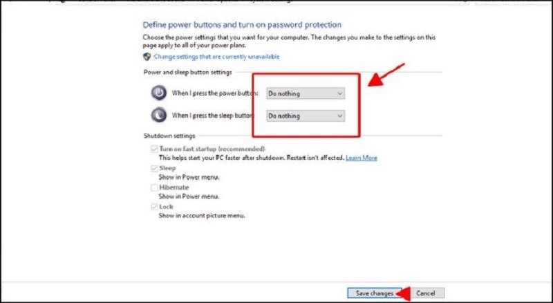 Nhấn nút Save changes