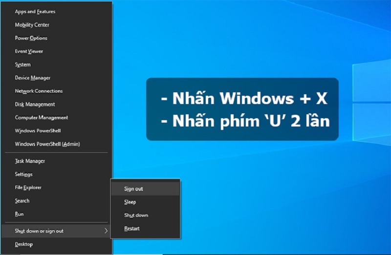 Cách tắt nguồn máy tính Win 10, Win 8 nhanh chóng bằng phím tắt