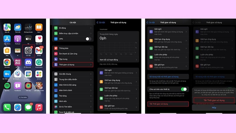 Hướng dẫn cách tắt thời gian sử dụng trên iPhone chi tiết