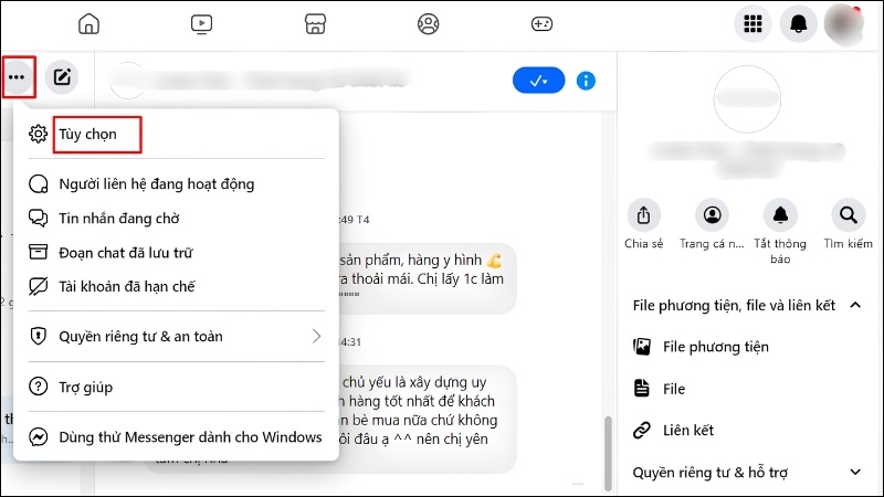Nhấn vào biểu tượng 3 chấm, sau đó vào Tùy chọn Nhấn vào biểu tượng 3 chấm, sau đó vào Tùy chọn