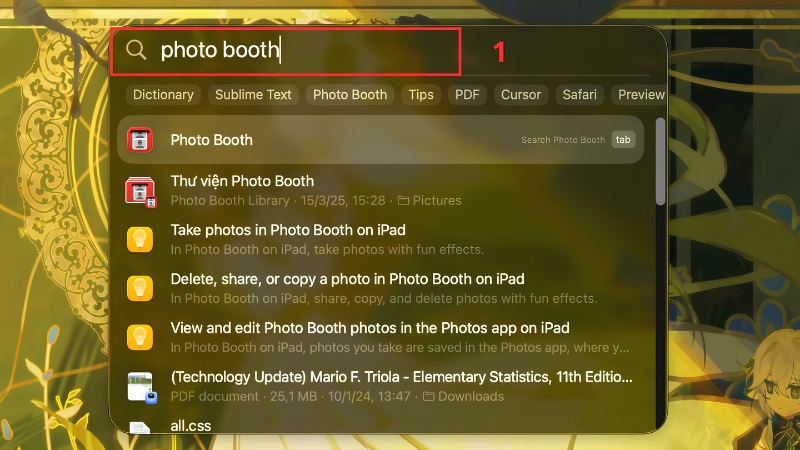 Tìm kiếm Photo Booth qua Spotlight trên MacBook Tìm kiếm Photo Booth qua Spotlight trên MacBook