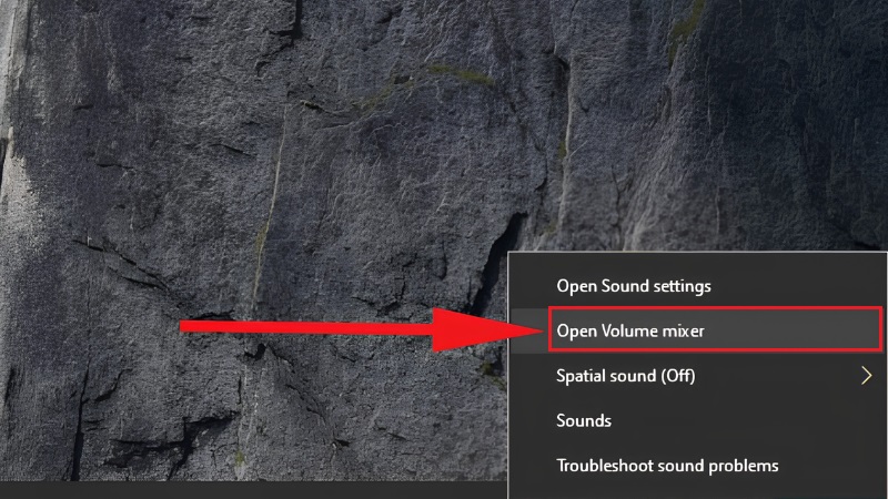 Nhấp chuột phải vào biểu tượng loa trên taskbar Win 10 để mở Volume Mixer Nhấp chuột phải vào biểu tượng loa trên taskbar Win 10 để mở Volume Mixer