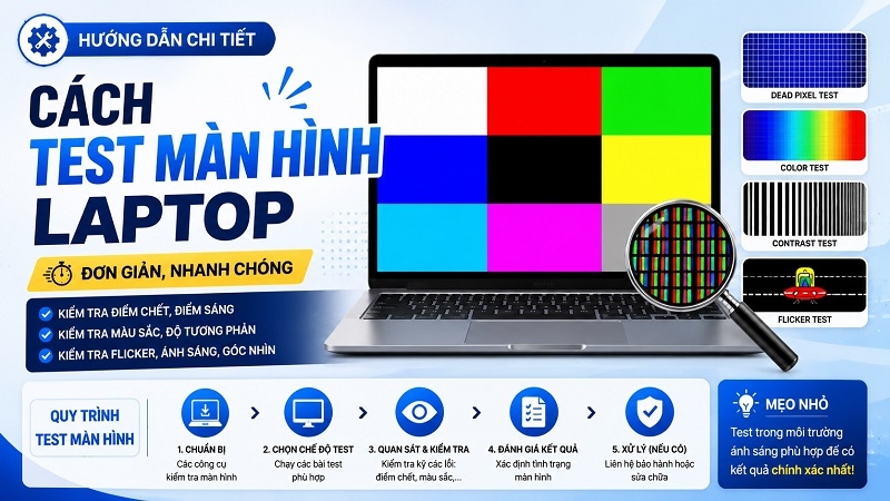 Hướng dẫn chi tiết cách test màn hình laptop đơn giản, nhanh chóng
