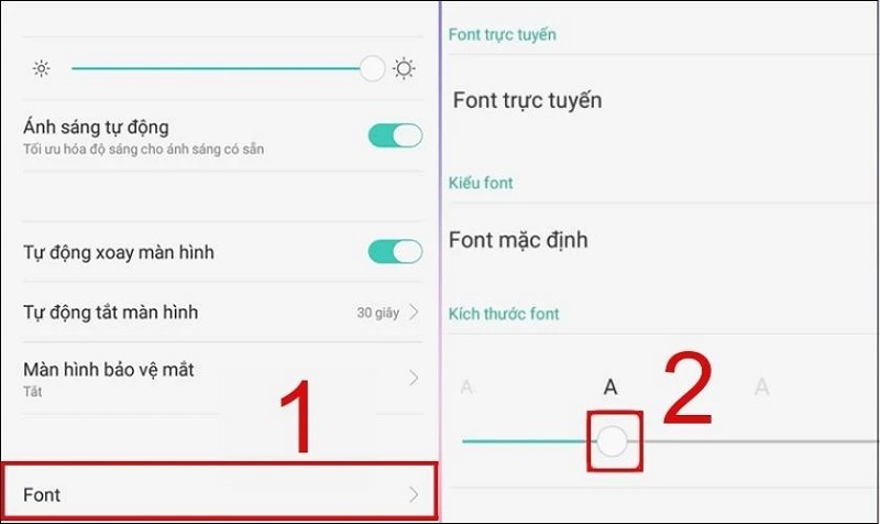 Chọn Font mặc định