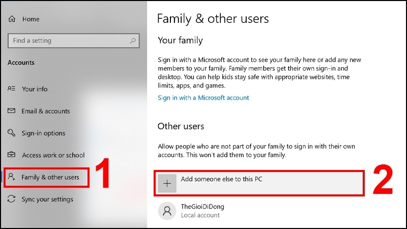 Thêm tài khoản Microsoft làm user mới trên máy bước 3