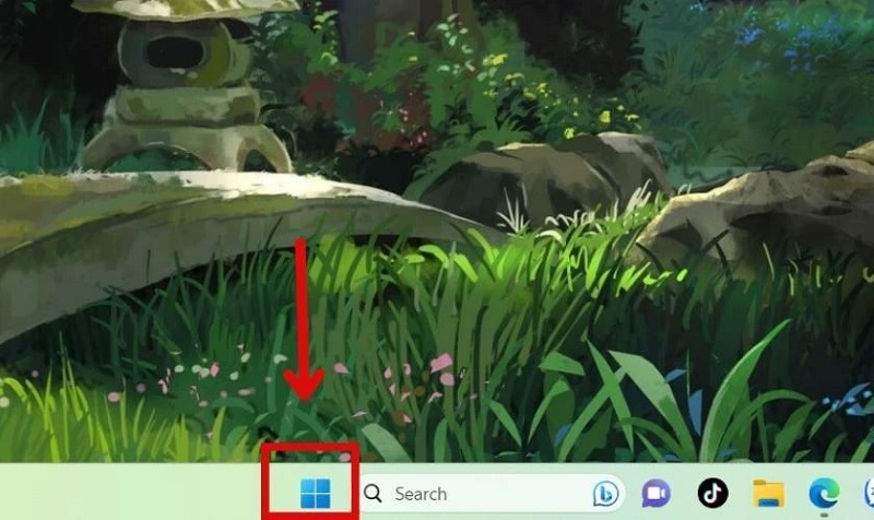 Nhấn vào biểu tượng Windows nằm ở thanh Taskbar