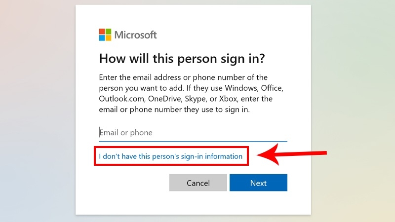 Thêm tài khoản Microsoft làm user mới trên máy bước 4