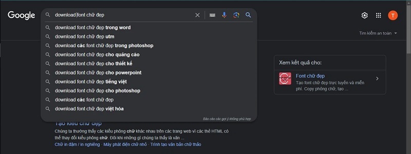 Truy cập vào Google để tìm kiếm kiểu font chữ ấn tượng mà bạn yêu thích