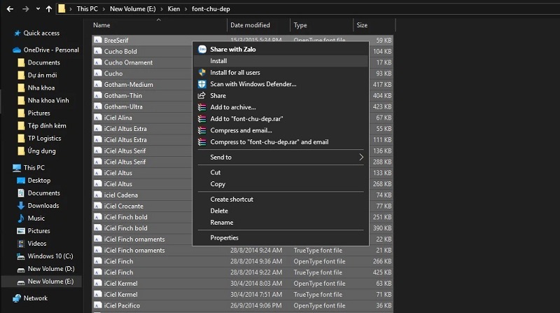 Click chuột phải rồi nhấn vào mục Install