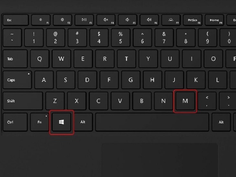 Nhấn phím Windows + M để tắt mọi cửa sổ đang mở