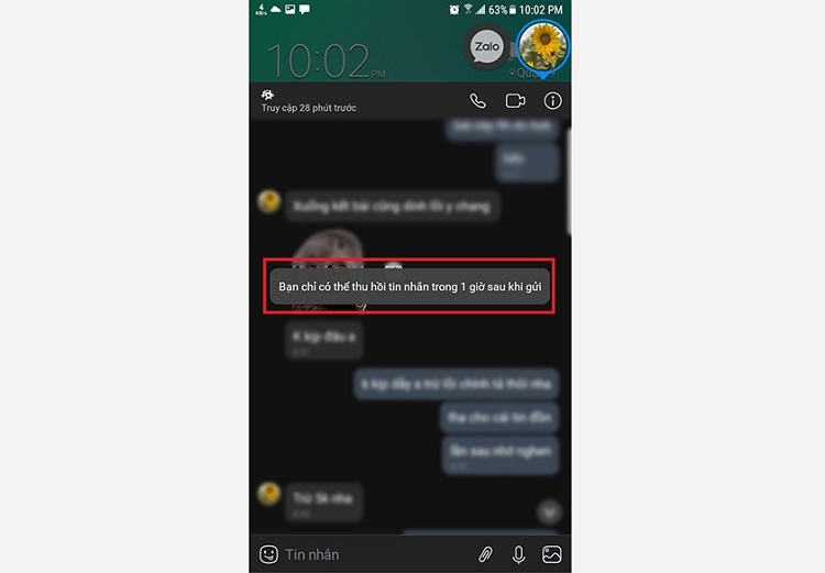 Tại sao không thu hồi tin nhắn zalo quá 60 phút được?