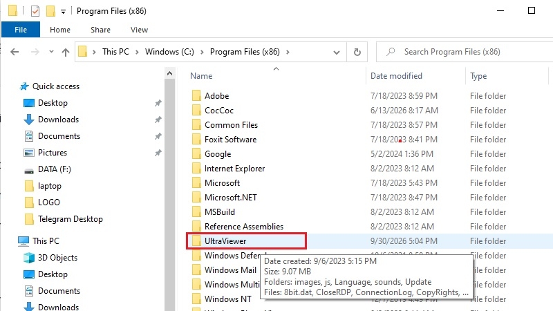 Mở tệp UltraViewer.exe trong thư mục cài đặt bằng File Explorer