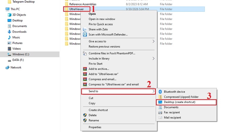Shortcut UltraViewer đã tạo trên màn hình Desktop