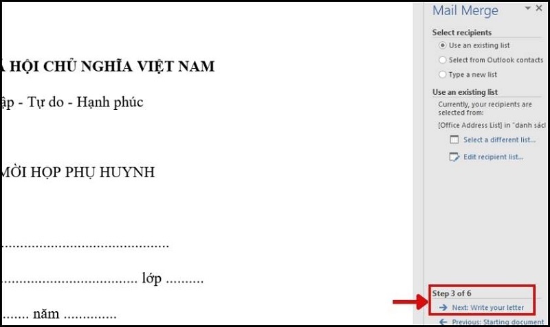 Chọn Next: Write your letter