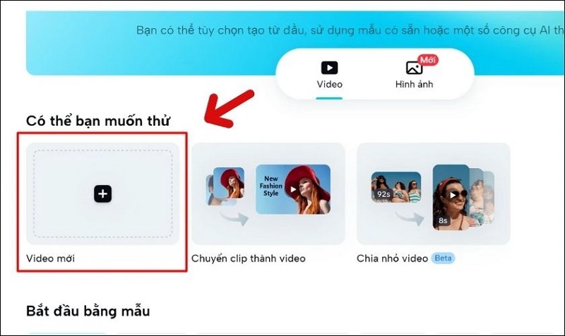 Chọn vào biểu tượng dấu cộng (Video mới)
