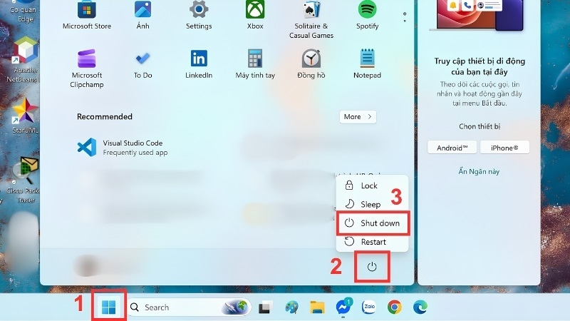 Chọn Shutdown để tắt hẳn laptop MSI