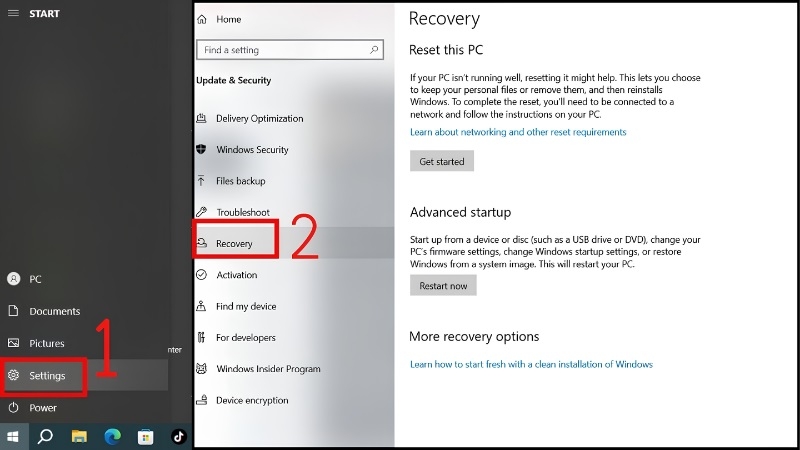 Mở mục Recovery trong Settings Windows 11 Mở mục Recovery trong Settings Windows 11