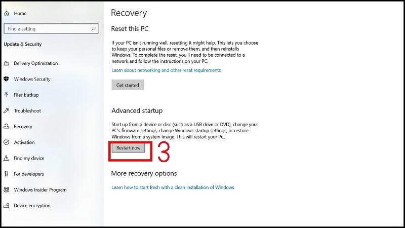 Nhấn vào nút Restart now Nhấn vào nút Restart now