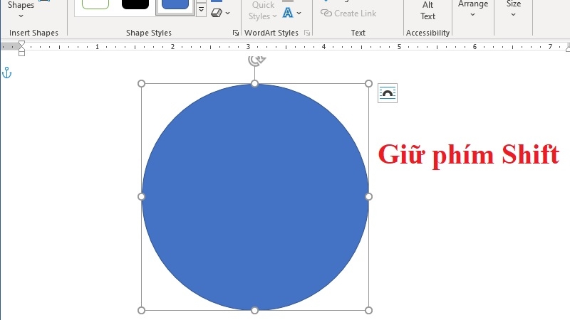 Giữ phím Shift khi kéo chuột để vẽ hình vuông và hình tròn trong Word