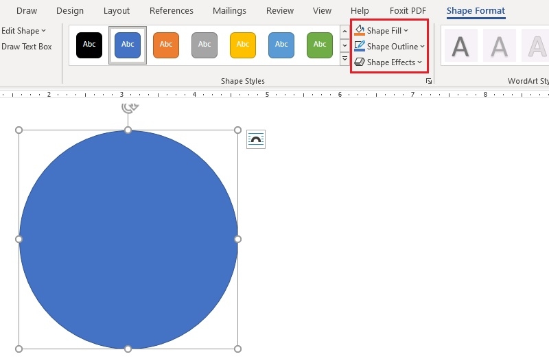 Tab Shape Format dùng để tô màu và đổi viền hình vẽ trong Word