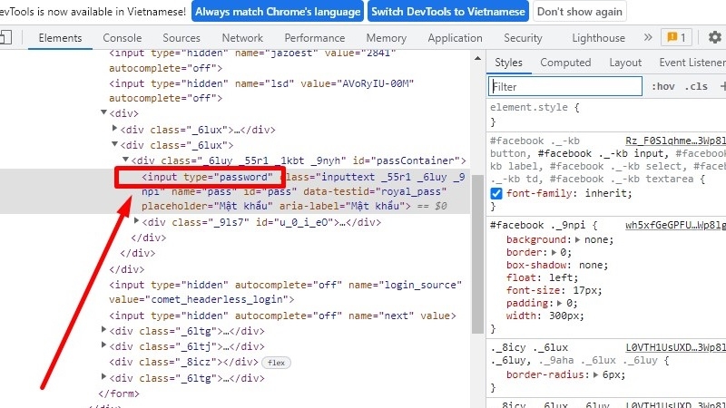 Xem mật khẩu trực tiếp trên trang web