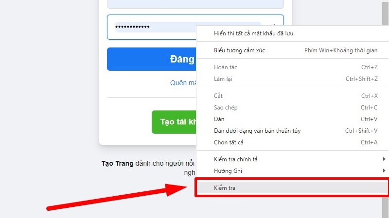 Xem mật khẩu trực tiếp trên trang web