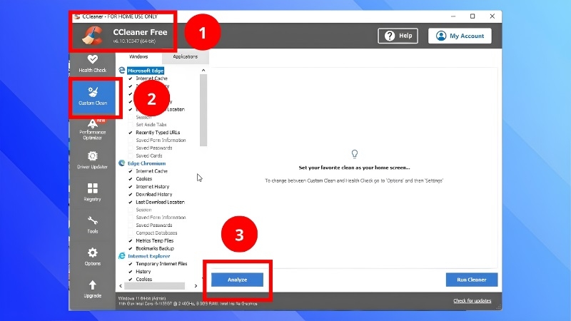 Dùng phần mềm dọn dẹp CCleaner bước 1