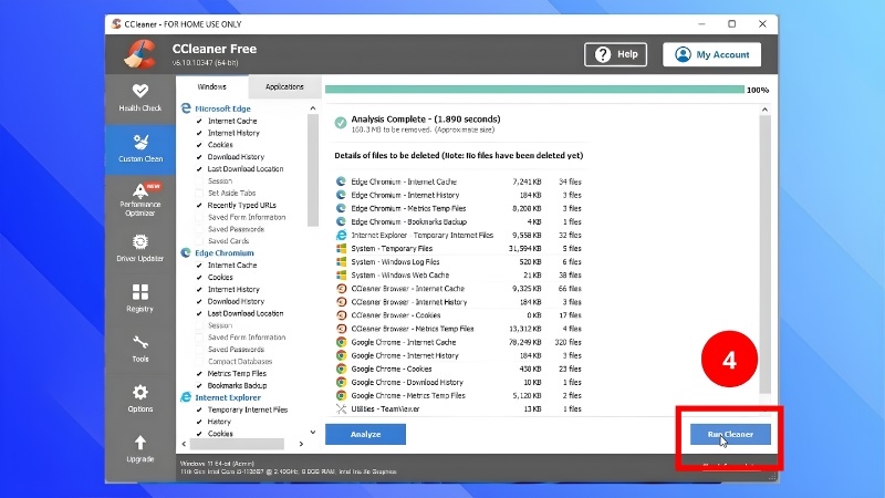Dùng phần mềm dọn dẹp CCleaner bước 2