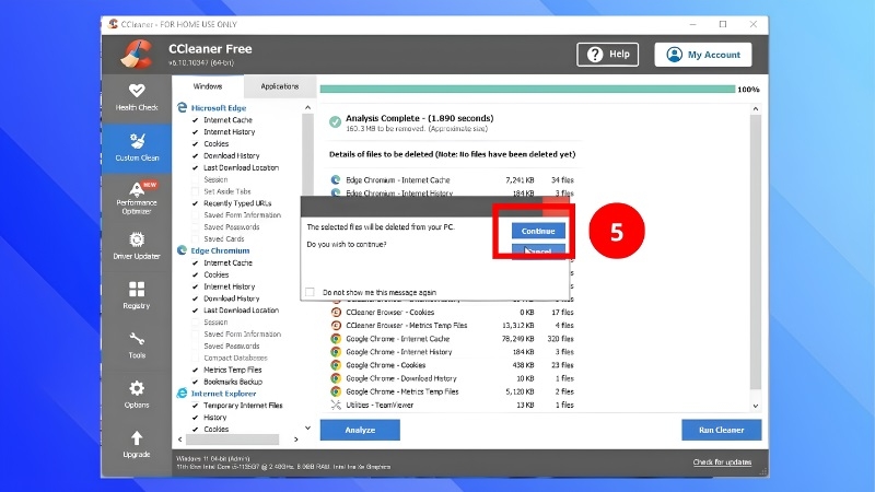 Dùng phần mềm dọn dẹp CCleaner bước 3