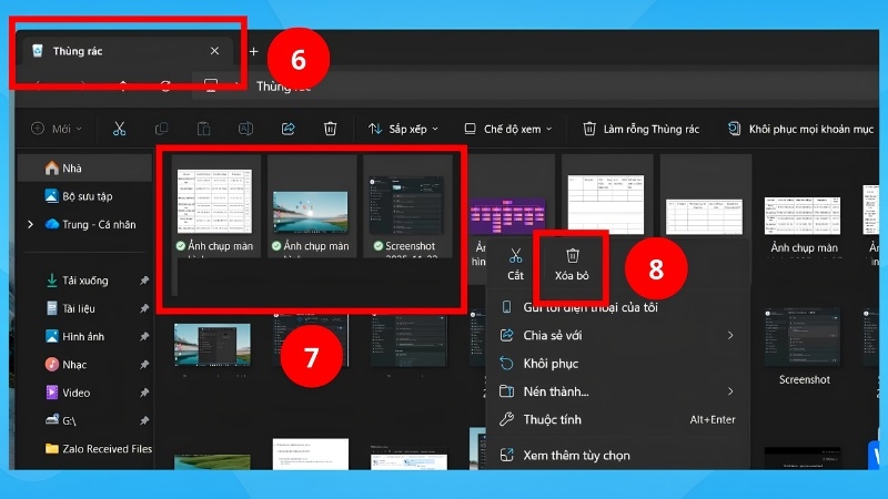 Các bước xóa thủ công ảnh chụp màn hình trong File Explorer trên Windows bước 4