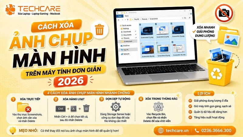 Cách xóa ảnh chụp màn hình trên máy tính đơn giản 2026