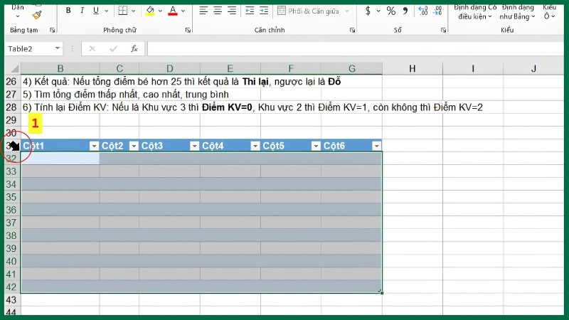 Nhấp vào mũi tên chéo ở góc bảng để chọn toàn bộ bảng trong Excel Nhấp vào mũi tên chéo ở góc bảng để chọn toàn bộ bảng trong Excel