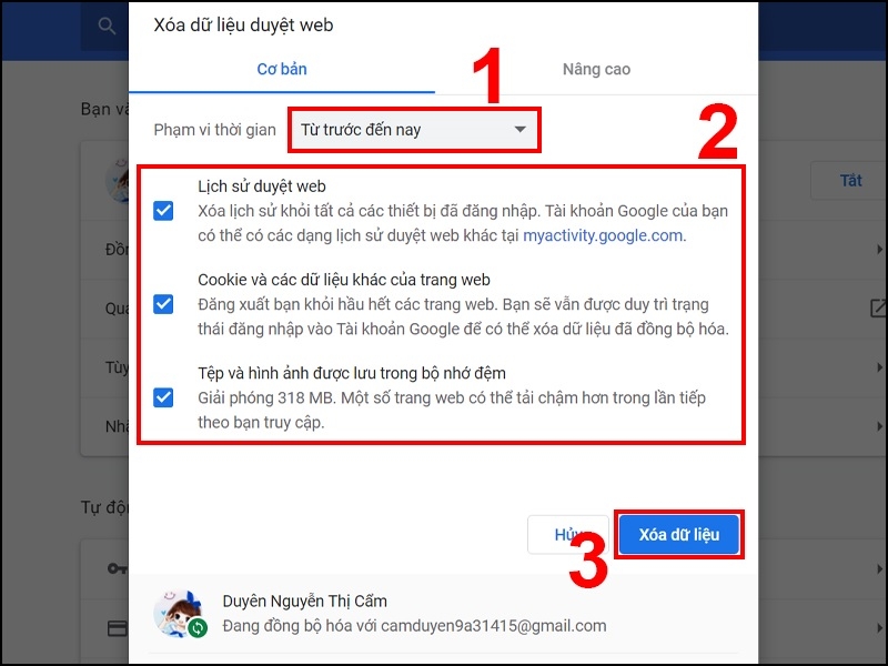 Chọn phạm vi thời gian trong Chrome