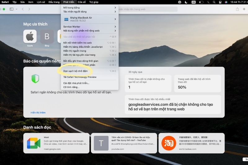 Xác nhận xóa lịch sử Safari