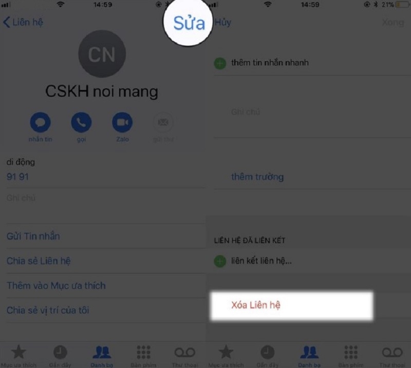 Cách xóa danh bạ trên iPhone theo từng liên hệ