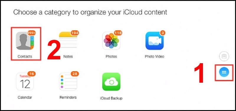 Chọn vào biểu tượng Danh bạ