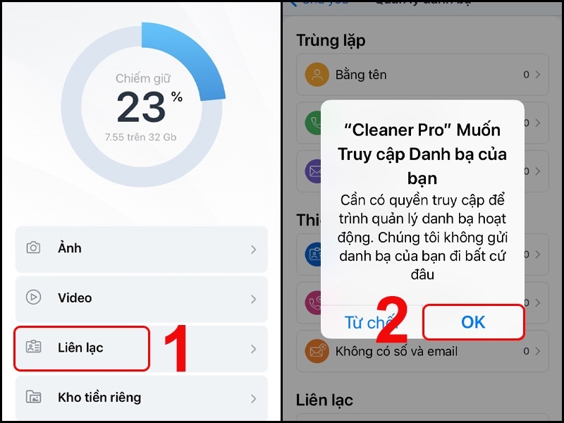 Xóa danh bạ trùng lặp trên iPhone bằng Cleaner