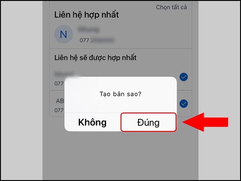 Chọn Đúng để xác nhận xóa