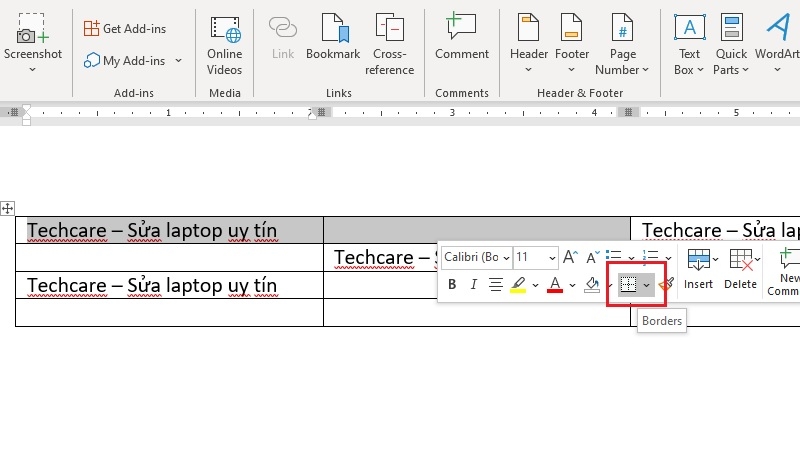 Cách xóa đường kẻ trong Word bằng công cụ Borders