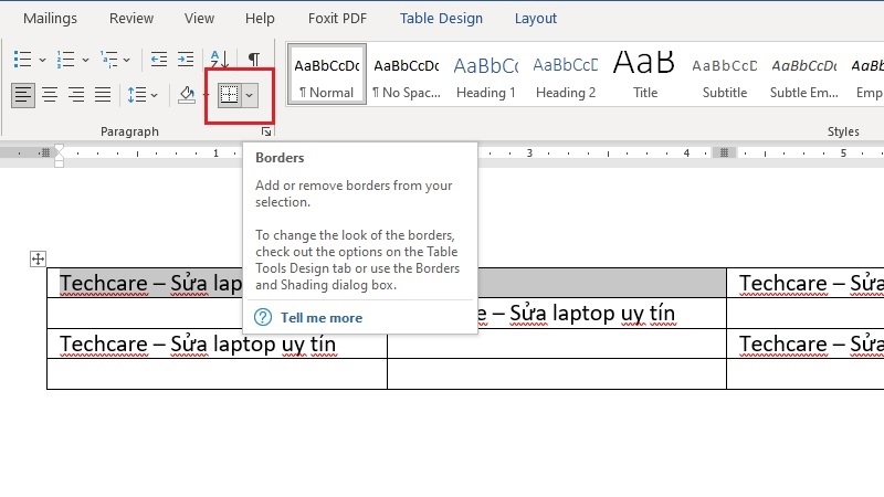 Cách xóa đường kẻ trong Word bằng công cụ Borders
