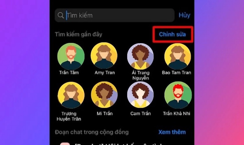 Chọn vào mục Chỉnh sửa