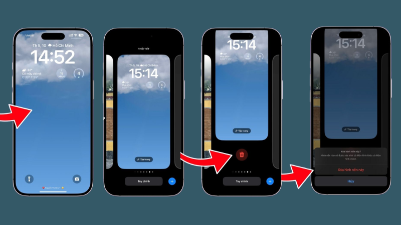 Cách xóa hình nền iPhone trên bản iOS 16 trở lên