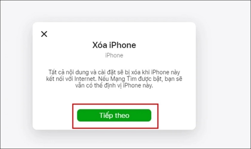 Chọn vào nút Tiếp theo