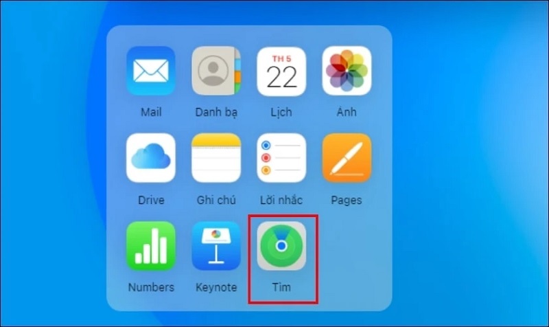 Nhấn vào biểu tượng Tìm