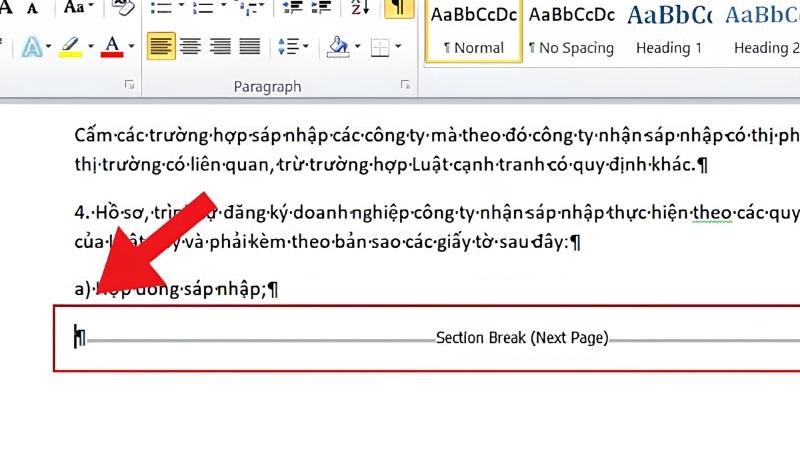 Xóa khoảng trắng giữa các trang (Page Break / Section Break)