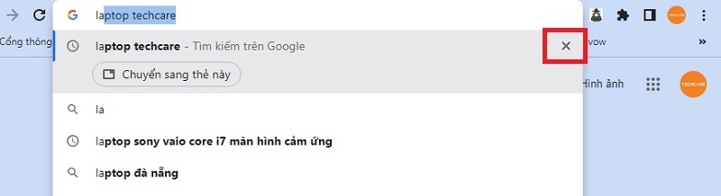 Bạn nhấn vào để Xoá đề xuất