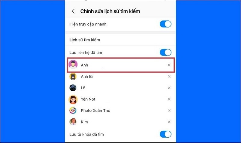 Nhấn dấu x ở bên cạnh